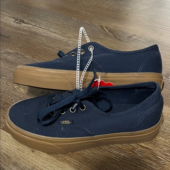 New Vans Unisex Authentic Trainers/Vans Men's Navy Canvas Sneakers with Gum Sole - Picture 5 of 12